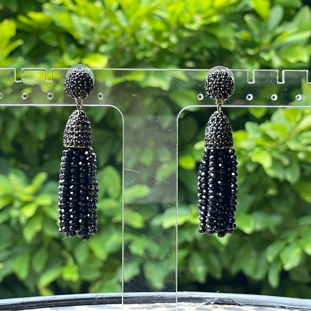 BaubleBar Black Beaded Tassel Earrings